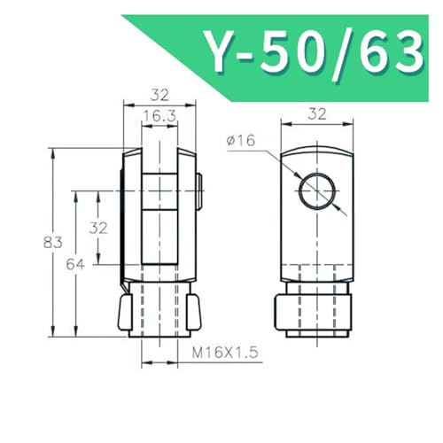 DREGS pneumatische standaardcilinder Pneumatisch SI Accessoires installatieaccessoires cilinderkoppelingen Y-koppeling Y-10/16 Y-20 Y-25/32 Y-40 Y-50/63 Y-80/100 (Size : Y-50I63(M16X1.5))