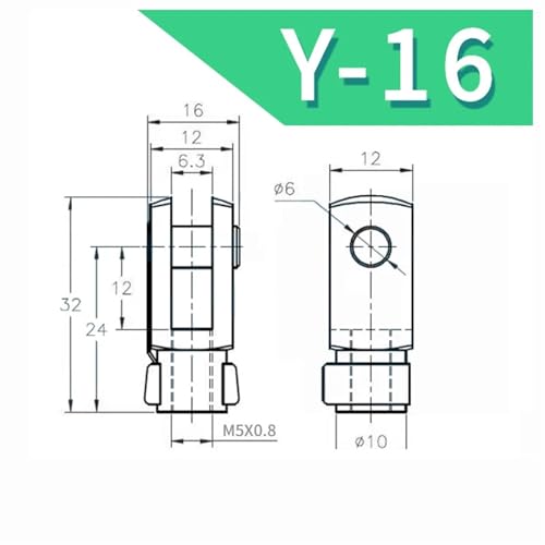 DREGS pneumatische standaardcilinder Pneumatisch SI Accessoires installatieaccessoires cilinderkoppelingen Y-koppeling Y-10/16 Y-20 Y-25/32 Y-40 Y-50/63 Y-80/100 (Size : Y-16(M5X0.8))