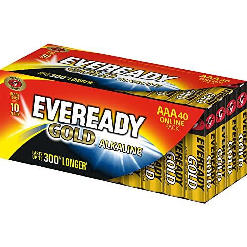EVEREADY Gold alkaline AAA-batterijen, verpakking van 40, duurzame drievoudige A-batterijen voor huishoudelijke apparaten (Amazon Exclusive)
