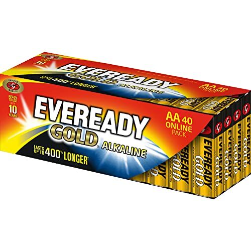 EVEREADY Gouden alkaline AA-batterijen, 40 stuks, duurzame dubbele A-batterijen voor huishoudelijke apparaten (Amazon Exclusive)