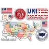 DV DESIGN A5 Stickervel Verenigde Staten Vinyl Stickers Verenigde Staten Amerika Landmarks Kaart Vlag Land Vakantie Reizen #78475