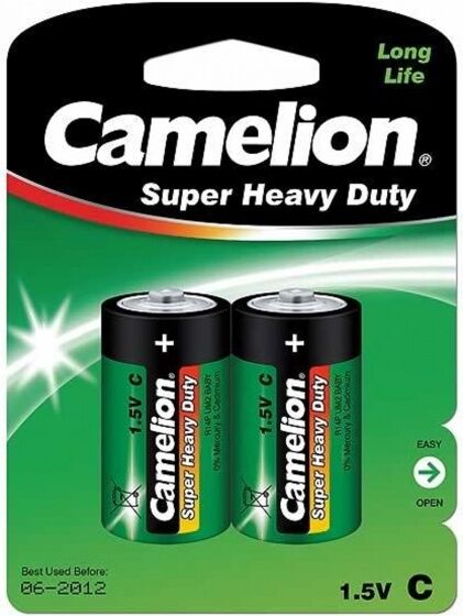 Camelion batterijen LongLife R14 C Alkaline 1.5V 2 stuks - Zwart