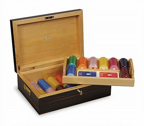 Dal Negro pokerset met chiphouder 35 x 25 x 12,5 cm hout bruin - Bruin