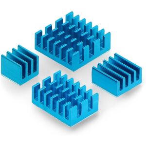 Kjøleribber I Forskjellige Dimensjoner For Raspberry Pi - Dobbeltsidig Termisk Ledende Tape - Blå - 4 Stk