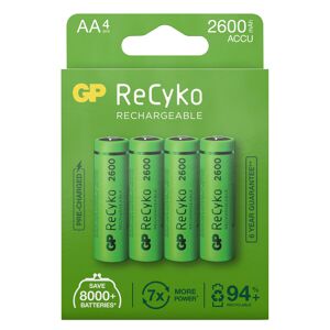 GP Batterier GP ReCyko AA-batteries 2600mAh 4-pack Green OneSize, Green