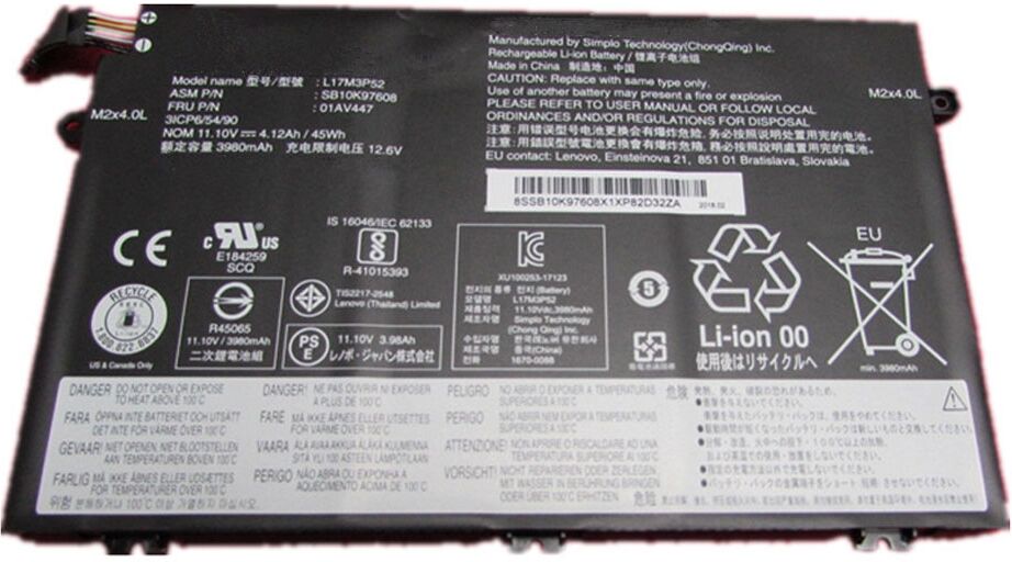 Altitec Batteri for Lenovo L17M3P52 01AV447 SB10K97608