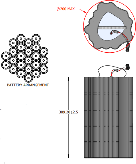 Altitec 4S30P 120 stk Saft LS33600, dioder, sikring, innkapsling, løftestropp  og plugg (prototyp)