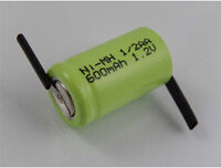 Cylinder Cell 2x 1/2 AA batteri (600 mAh, Oppladbart)