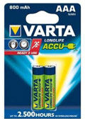 Rechargeable Varta 2x AAA batteri