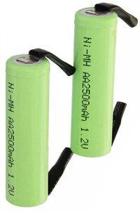 Philips 2x AA batteri med loddetinnsfaner (2500 mAh, Oppladbart)