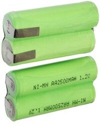 Philips 2x AA batterier i rekken, med loddetinnsfaner (2500 mAh, Oppladbart)