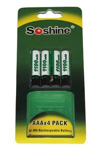Fairform Soshine 4x AAA batteri (1000 mAh, Oppladbart)