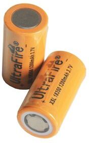 Rechargeable UltraFire 2x 18350 batteri (1200 mAh, Oppladbart)