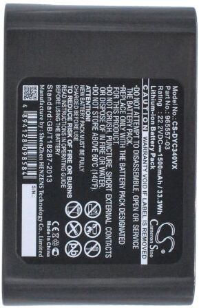 Dyson Batteri (1500 mAh 22.2 V, Sort) passende til Batteri til Dyson DC34 Type B