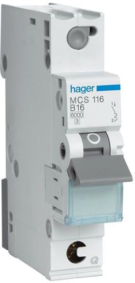 Hager MCS110 Miniatyrbryter 1-polet, 6 kA, C-karakteristikk 10A