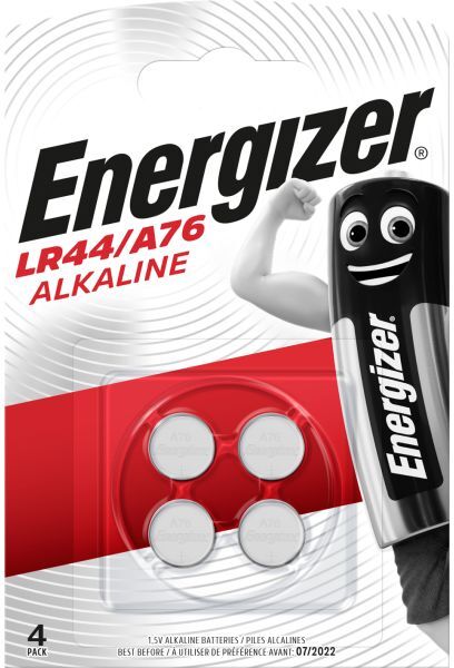 Energizer LR44/A76 Knappecellebatteri alkaliske, 1,5 V, 4-pakning