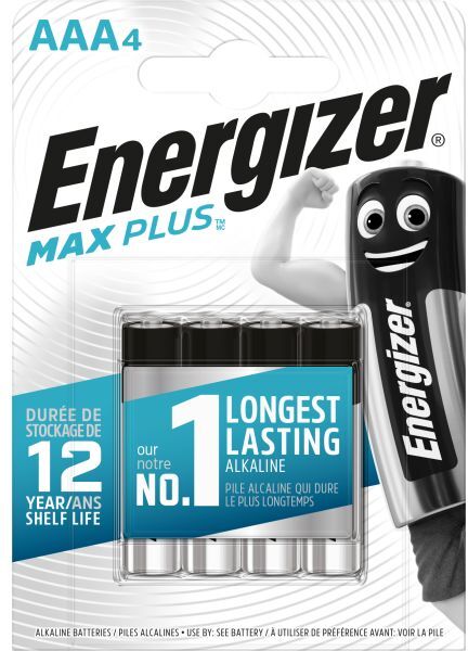 Energizer Max Plus Batteri alkalisk, AAA, 1,5 V, 4-pakning