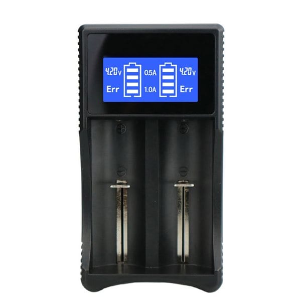 24hshop Batterilader SW-3 med LCD 2stk - 18650