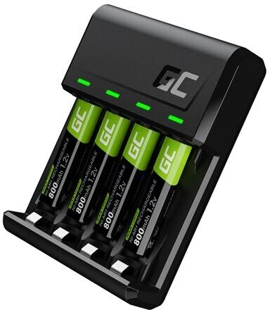 24hshop Green Cell GC VitalCharger + 4x AA-batterier 800mAh