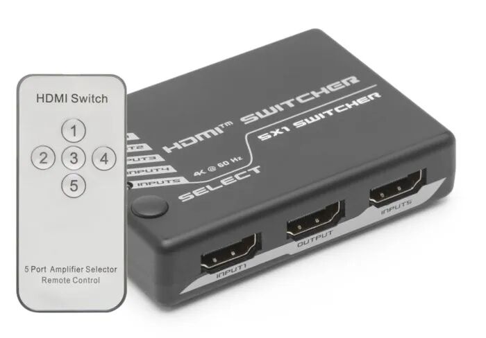 Luxorparts 4K HDMI-switch med fjernkontroll 5-veis