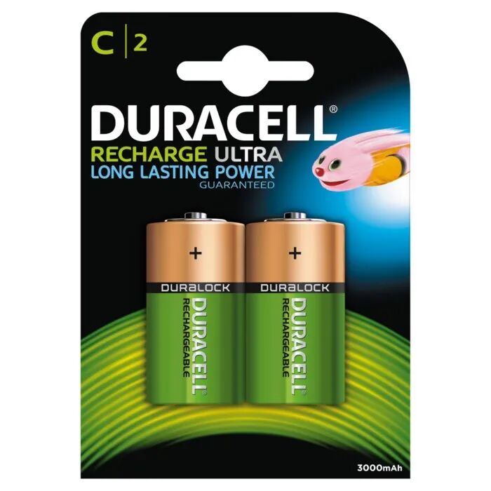 Duracell Recharge Ultra Power Oppladbare C-batterier 3000 mAh 2-pk.