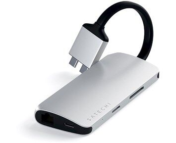 Sony Ericsson Satechi USB-C Multimedia Adapter Dual 4K HDMI Gigabit Ethernet Silver