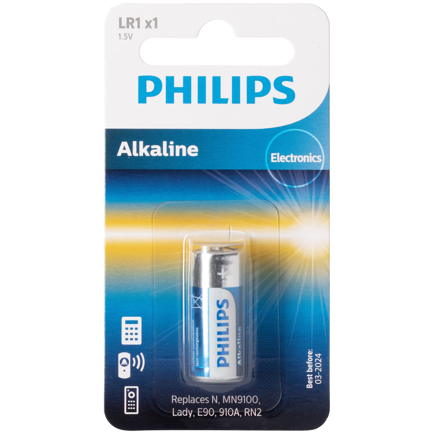 Mixed Philips Alkaline LR1 1.5V Batteri