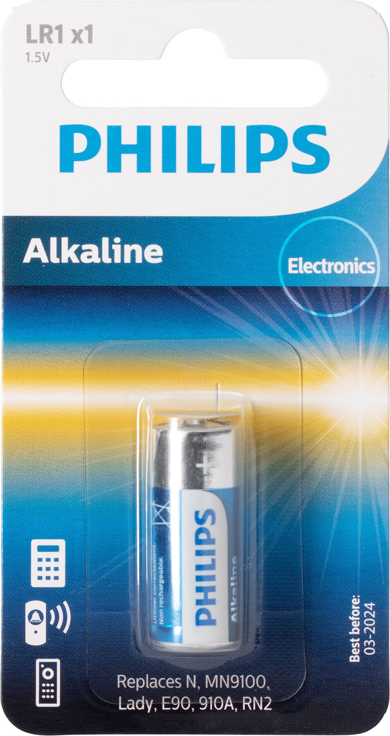 Mixed Philips Alkaline LR1 1.5V Batteri