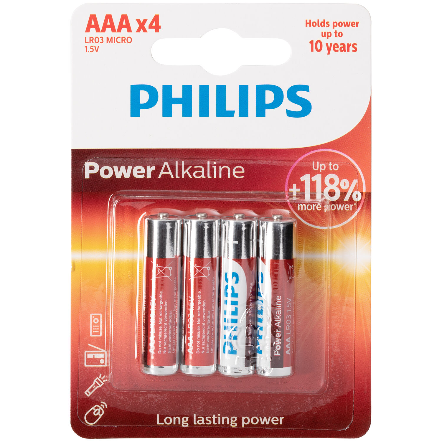 Mixed Philips LR03 AAA Alkaline Batterier 4 stk.
