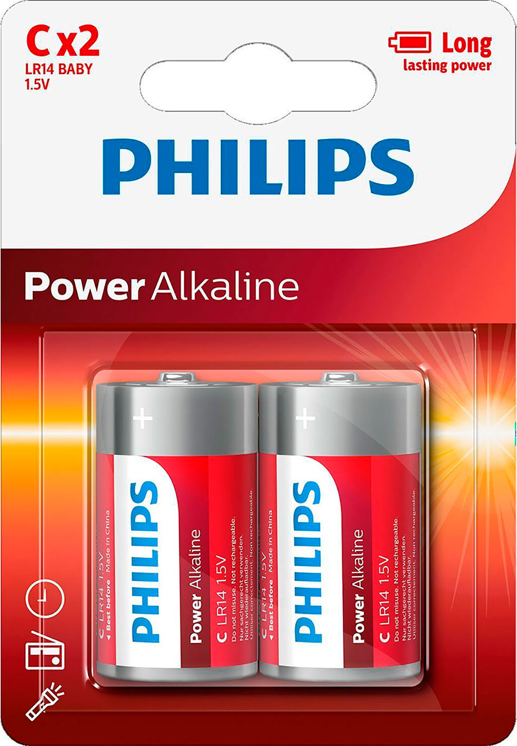 Mixed Philips LR14 C Alkaline Batterier 2 stk.