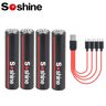 Bateria Recarregável Soshine AAA  Baterias de Lítio 1.5V USB  Bateria Li-ion USB  4 em 1 Cabo USB