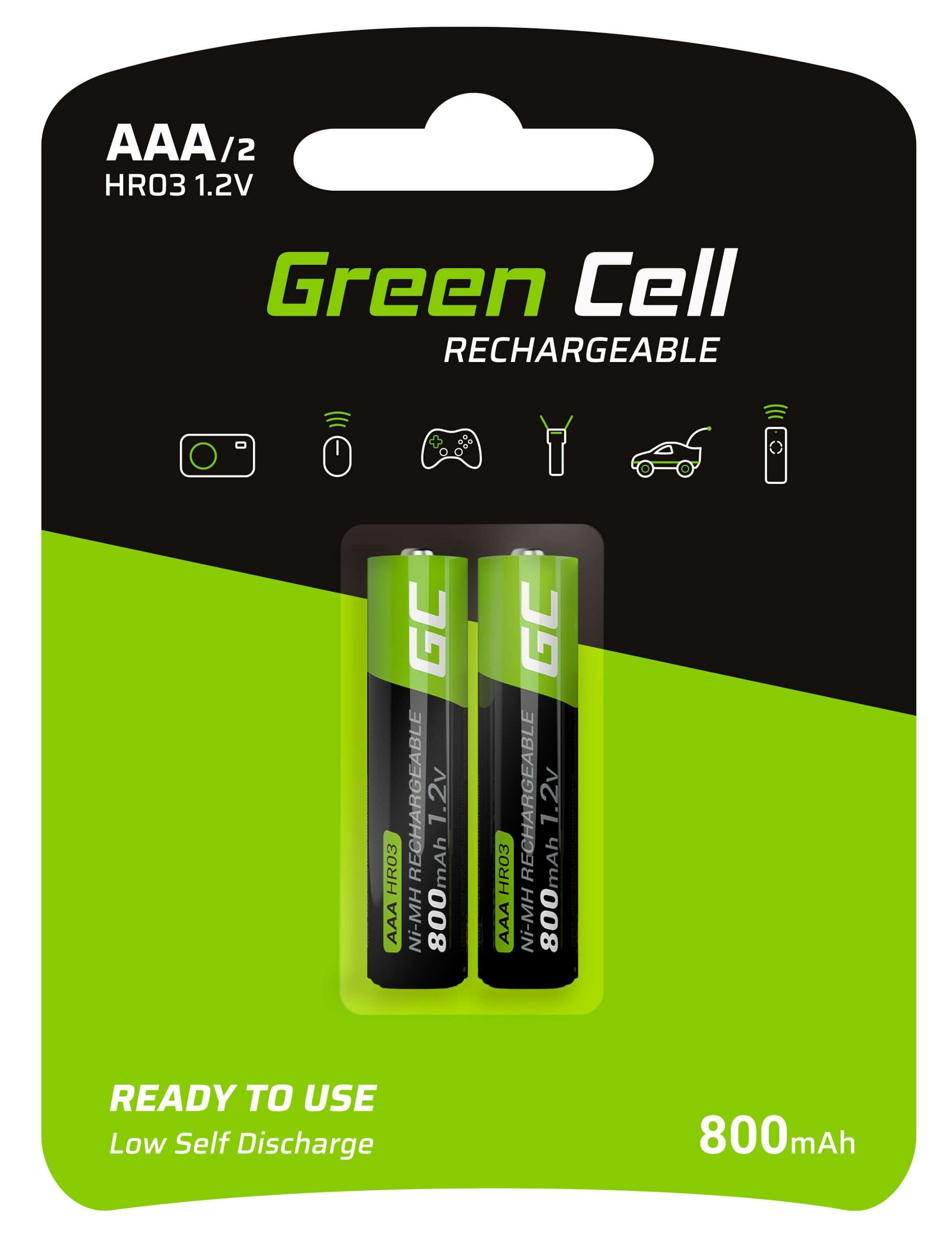 Green Cell Blister 2x Pilhas Recarregáveis 1,2v Aaa Ni-mh 800mah - Green Cell