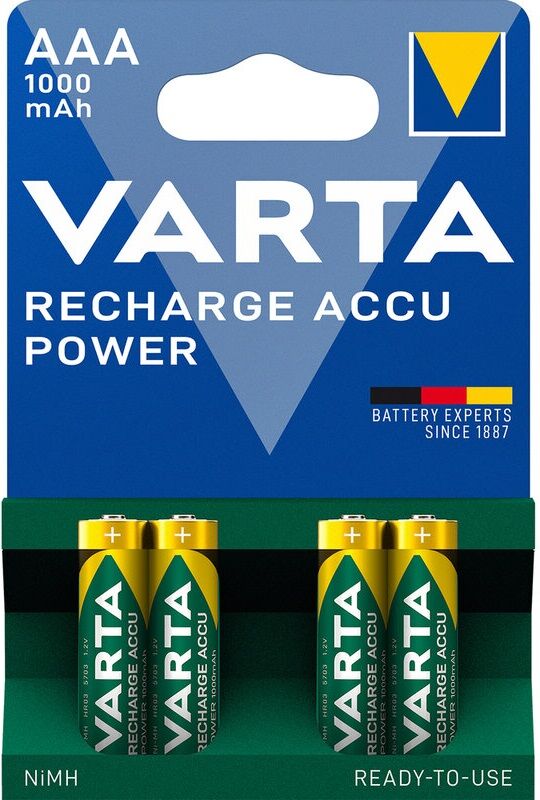 Varta Blister 4 Pilhas Recarregáveis Aaa 1,2v 1000mah - Varta