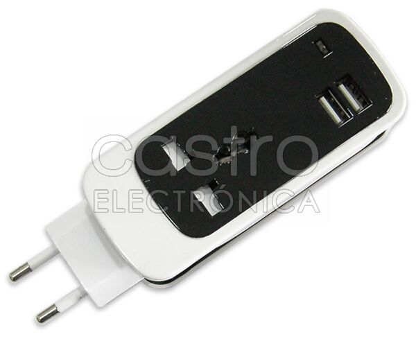 Default Tomada C/ 2 Saídas Usb + Adaptador Ficha Inglesa (1,5 Mts)