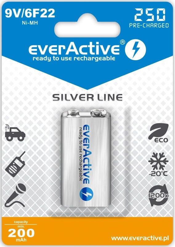 Everactive Pilha Recarregavel Ni-mh 9v 250mah (min 200mah) Rtu - Everactive