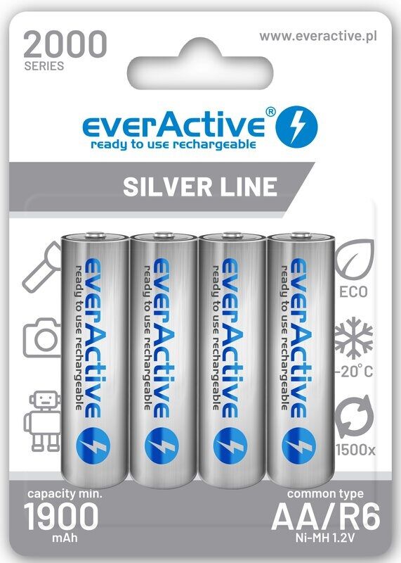 Everactive Blister 4 Pilhas Recarregáveis 1,2v Aa Ni-mh 2000mah (min 1900mah) Rtu - Everactive