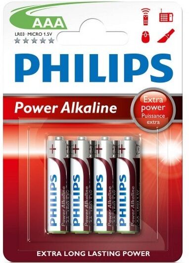 Philips Blister 4 Pilhas Alcalinas 1,5v Lr03 Aaa - Philips