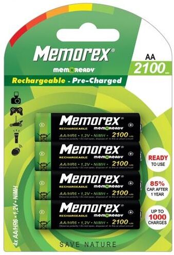 Memorex Blister 4 Pilhas Recarregáveis 1,2v Aa Ni-mh 2100mah - Memorex