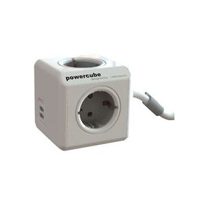 Gelia Grenuttag PowerCube med sladd 4 uttag 2 USB