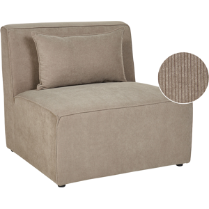 Beliani 1-sits Sektion Beige Taupe Manchester Jumbo Cord Soffa Modul Modern Enkelsits