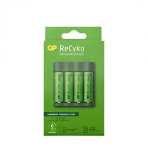 GP Batteries ReCyko Everyday-batteriladdare B421 (USB) inkl 4st AA 2100mAh NiMH-batterier