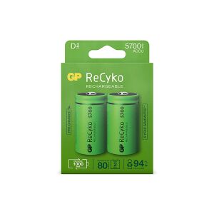 GP 5700 ReCyko+ uppladdningsbara D/LR20 batteri 2-pack