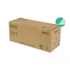 Deltaco Ultimate Alkaline C-Batteri, Svanenmärkt, 10-Pack (Bulk)