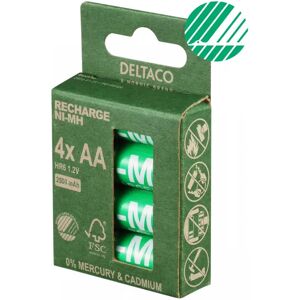 Deltaco Laddbara Aa-Batterier, 1000mah, Svanenmärkt, 4-Pack