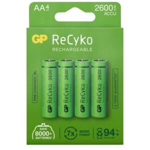 GP Batteries GP ReCyko AA-batteri 2600mAh, 4-pack Återuppladdningsbart