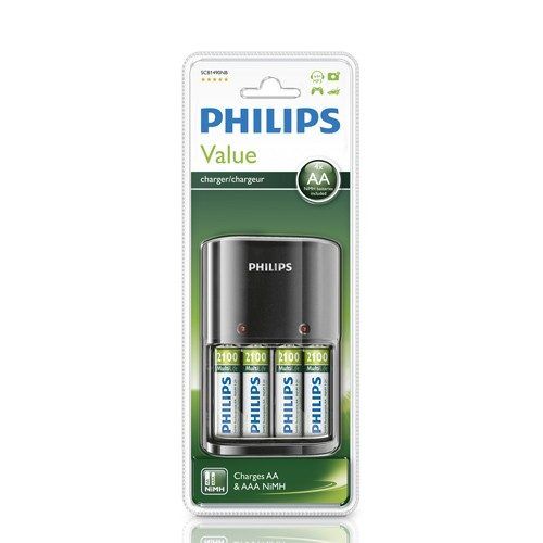 Philips Batteriladdare med 4st AA-batterier