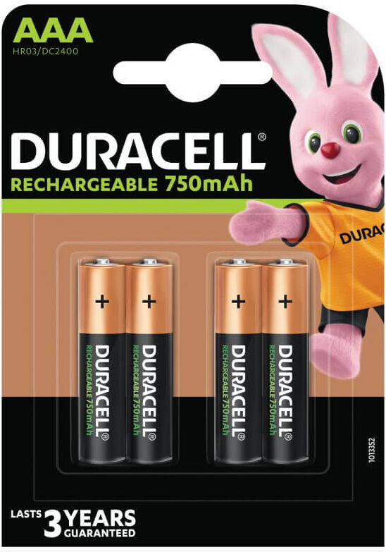 Duracell AAA, Uppladdningsbara Duracell Batterier Plus 750mAh. 4 st