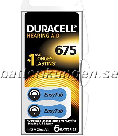 Duracell A675 hörapparatsbatterier - 6 st