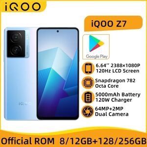 IQOO Z7 5G 8GB 128GB Snapdragon 782G Octa Core 6.64'' 120Hz LCD Display 64MP Camera 5000mAh Battery 120W Charger