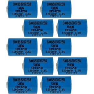 10x Lithium ER14250 Round Cell Batteries Replacement for ER3, 6ES5-980-0MA11, 742-0011, 922-1262 - Special Battery (1200mAh, 3.6 v, Li-SOCl2) - Vhbw